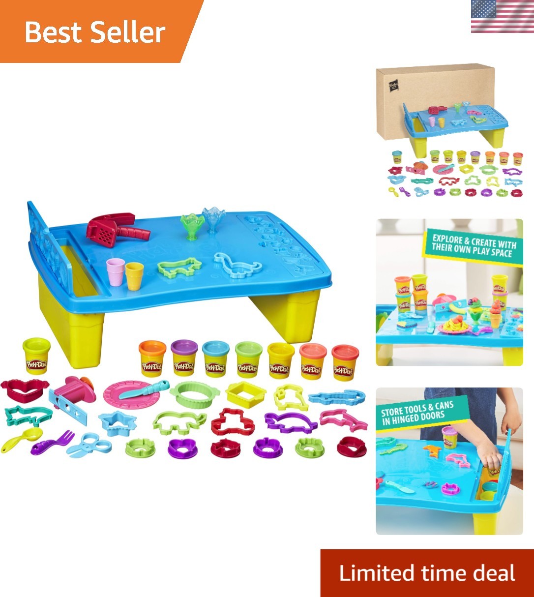 Kids Play 'n Store Activity Table - 25+ Tools, 8 Colorful Cans, Perfect for Fun