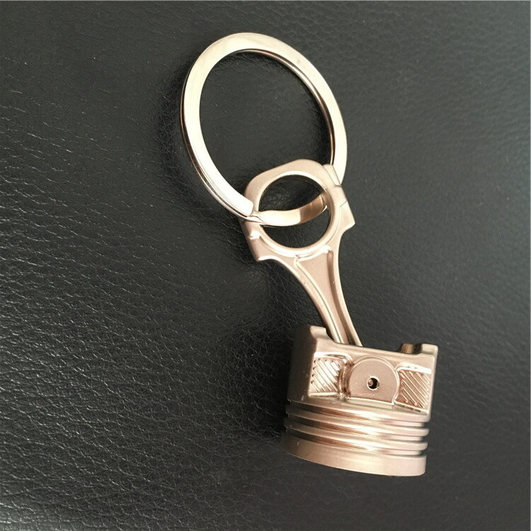 Piston Keychain Connecting Rod Car Engine Silver Metal 3D Keyring Key Chain Big