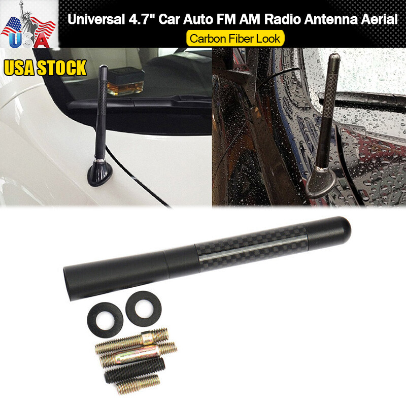 Universal 4.7" Car Auto FM/AM Radio Antenna Aerial Aluminum Alloy Carbon Fiber