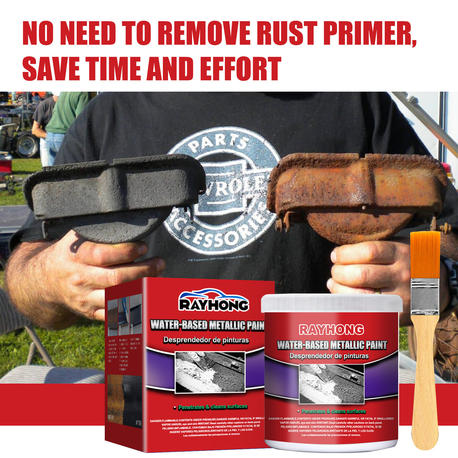 2× 100ML Metal Rust Remover Water-based Metallic Paint Rust Conversion Agent New