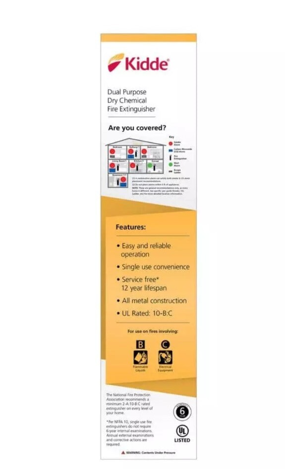 Kitchen Fire Extinguisher Kidde with Easy Mount Bracket, 10 B:C, Dry Chemical