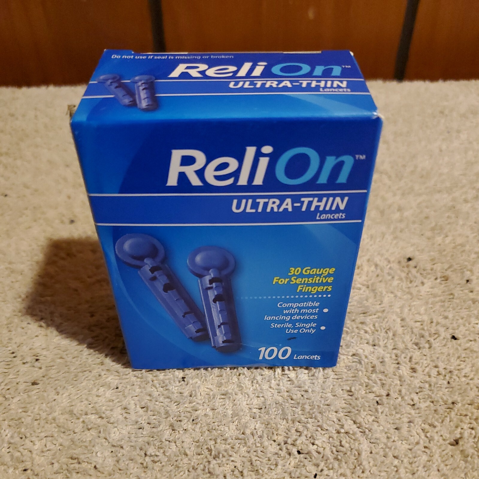 ReliOn Ultra Thin 30 Guage Lancets For Sensitive Fingers 100 Ct (Brand New)
