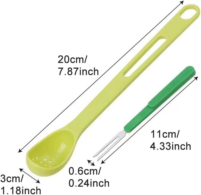 2 In 1 Olive Spoon and Pickle Fork Set Long Handle Jar Grabber Kitchen Tool