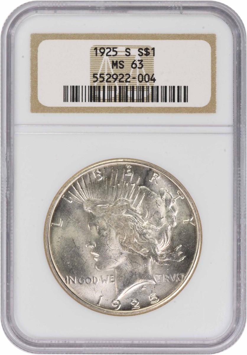 1925-S Peace Silver Dollar MS63 NGC