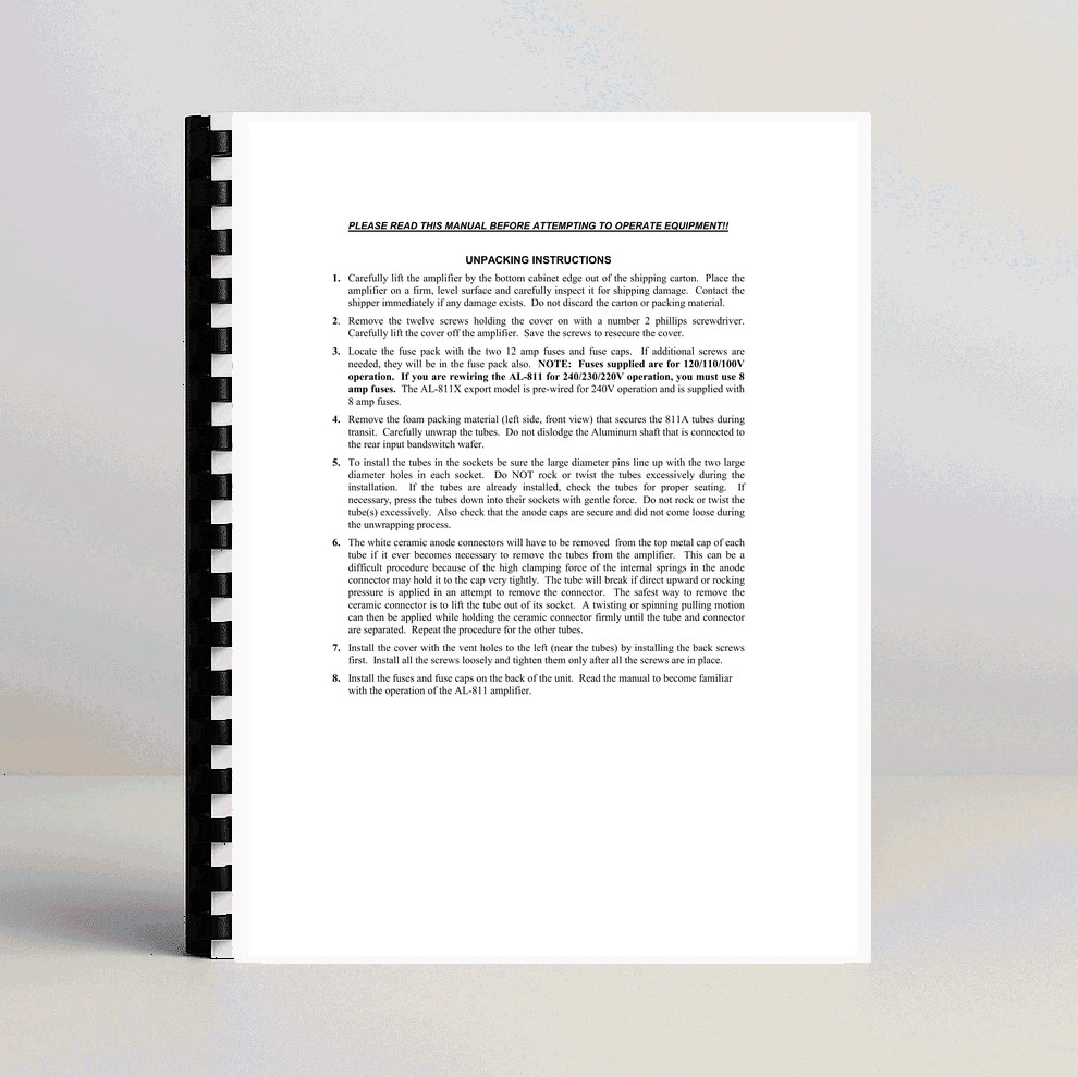 Ameritron AL-811 Instruction Manual