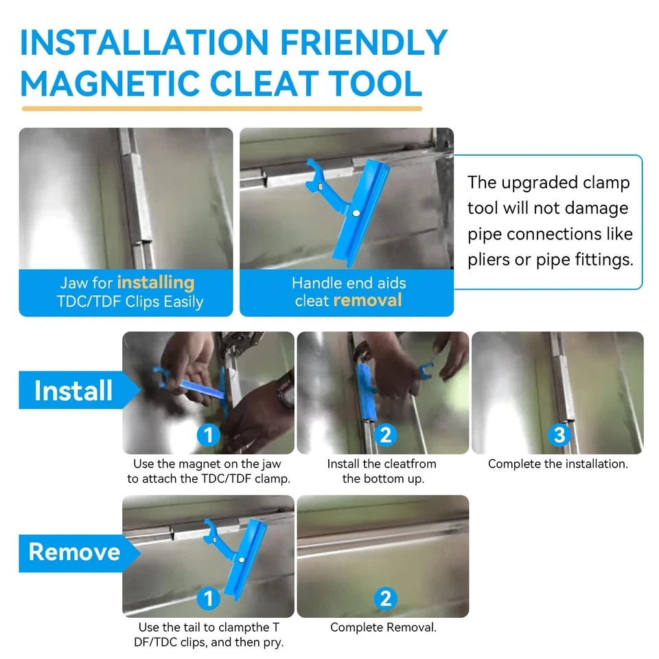 Magnetic PPC & PPF Clips/Cleat Tool For HVAC Ductwork - 4" Tdc Blue