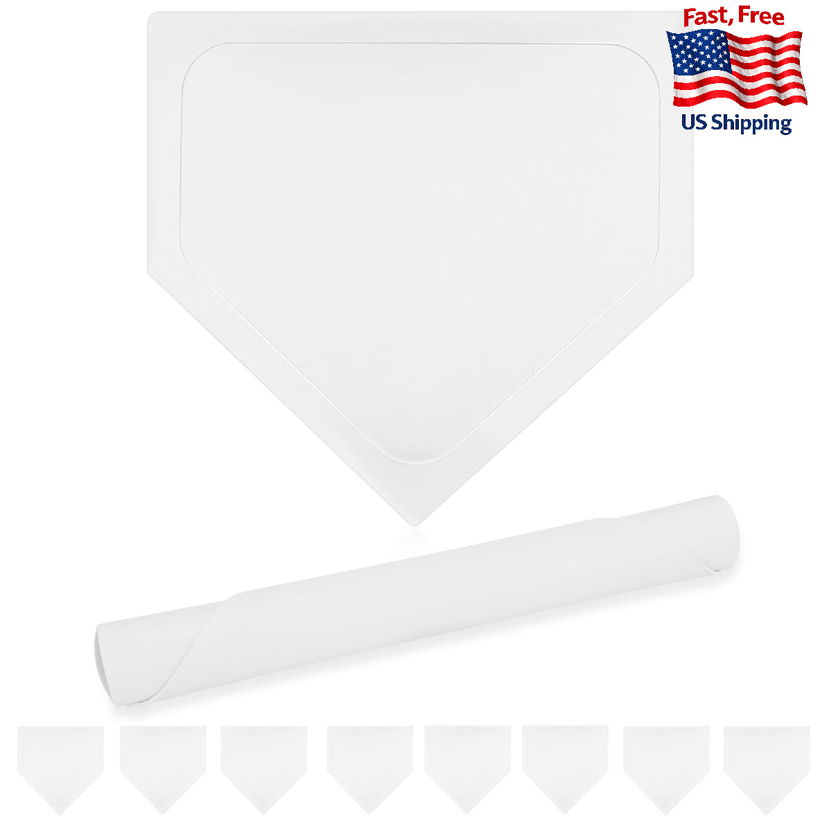 Mototo 8 White Rubber Baseball Softball Home Plates 16" Throw Down Bases