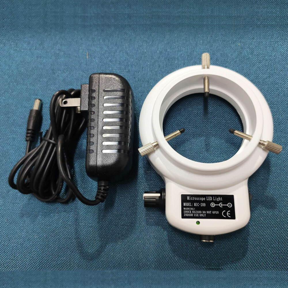 Adjustable 144 LED Bulbs Microscope Ring Light Illuminator Lamp US Plug Durable