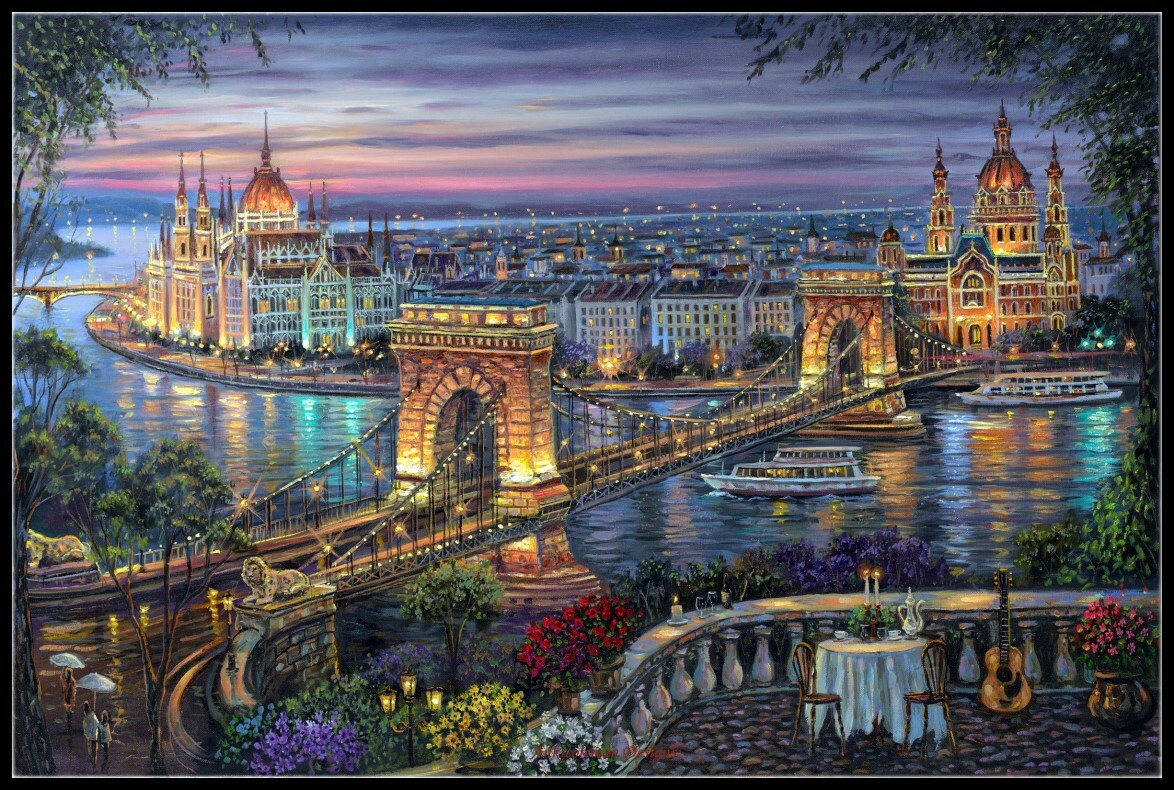 Budapest - DIY Chart Counted Cross Stitch Pattern Needlework DMC Color 14 ct