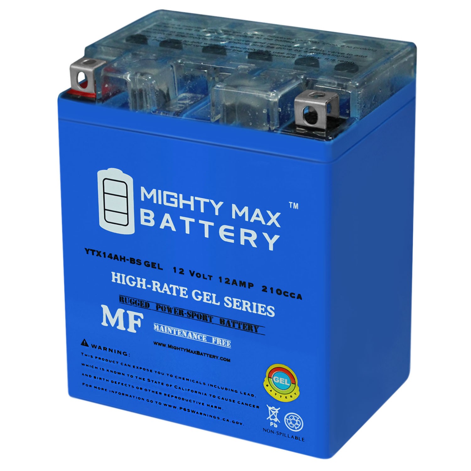Mighty Max YTX14AH-BS GEL Battery Replaces Polaris Trail Boss 330CC 03-09