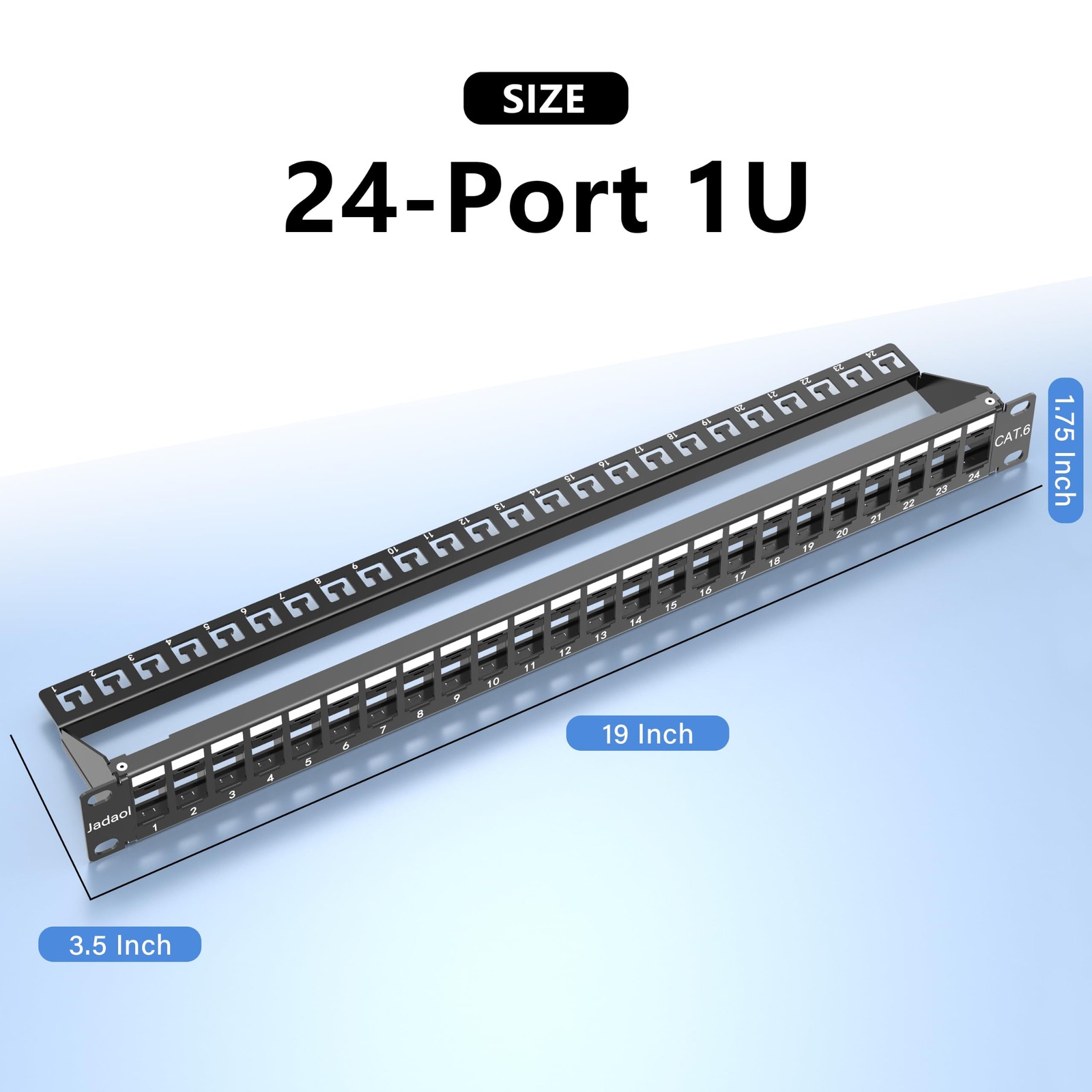 1U 24 Port 10Gbps Blank Patch Panel with Cable Management & Back Bar