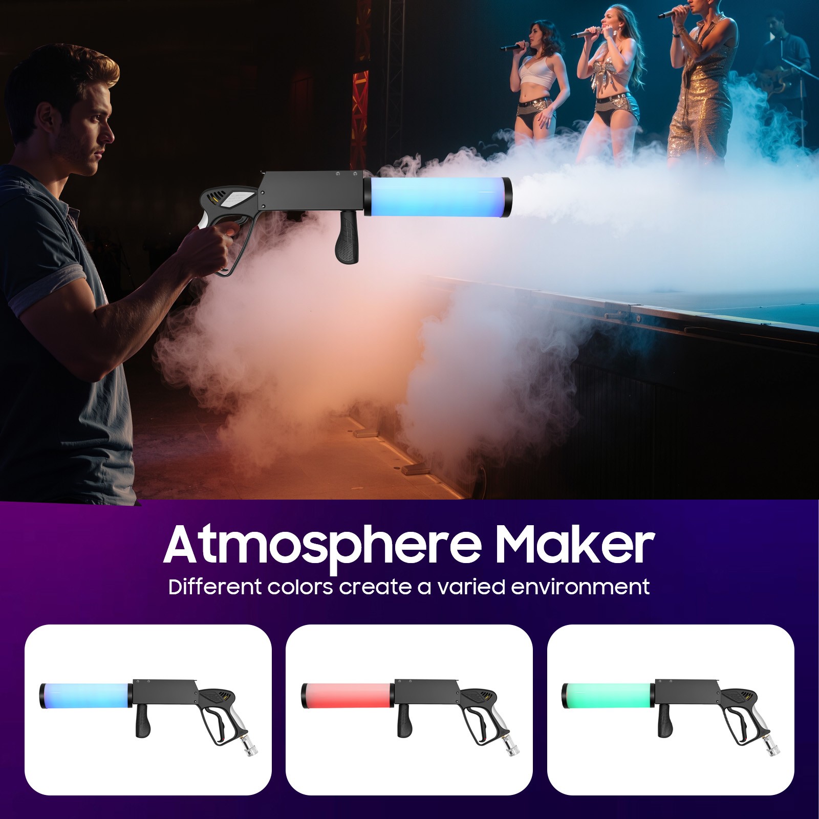 CO2 Gun Night Club Bar Party LED Cannon , DJ Jet Effect Fogger Smoke Gun