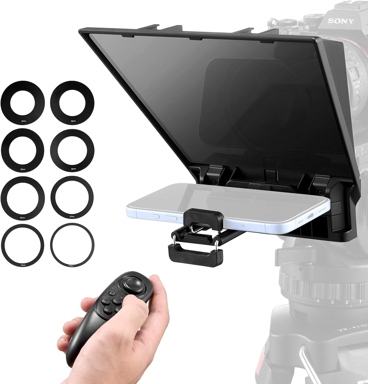 Teleprompter, 8" Desktop Prompter with Adjustable Spectroscope, Remote Control,