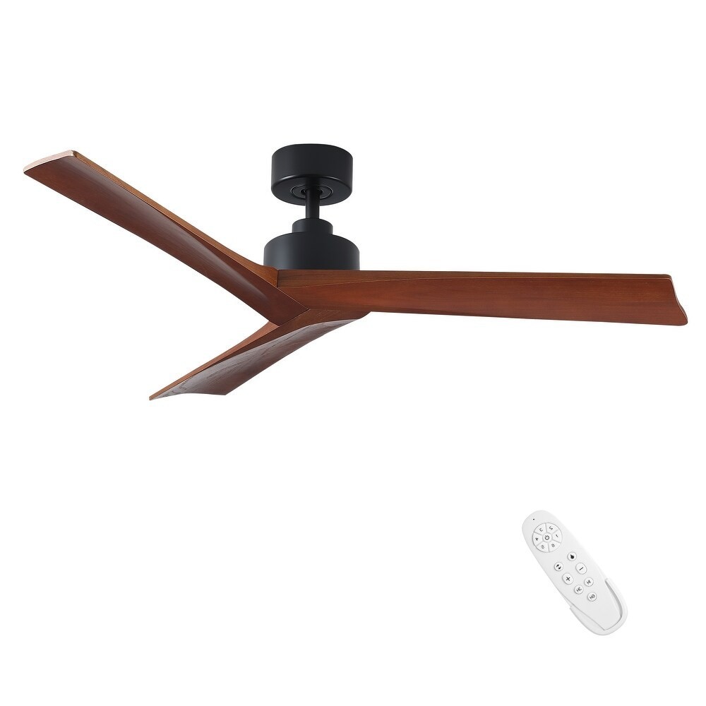 52" Modern Black Ceiling Fan Remote, Ultra Quiet DC Motor Low Profile