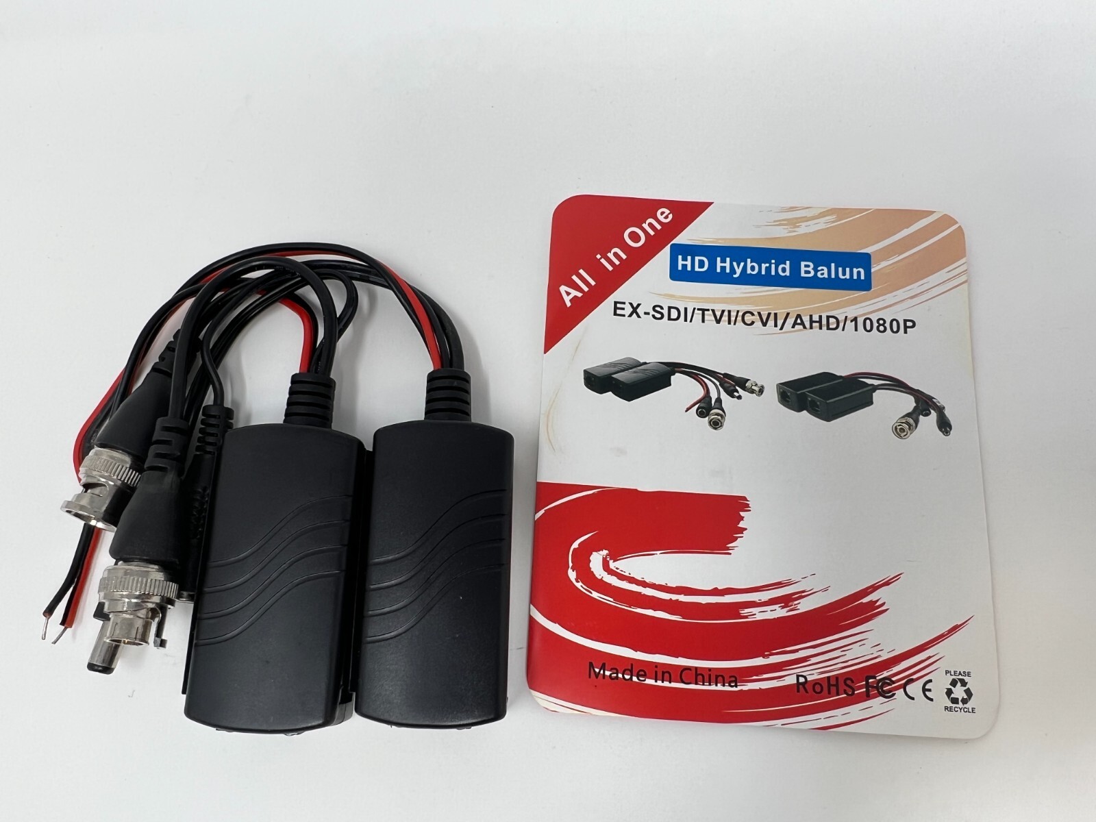 4 Pairs HD Hybrid EX-SDI TVI CVI AHD 1080P CAT5 to Video Data Power Audio Balun