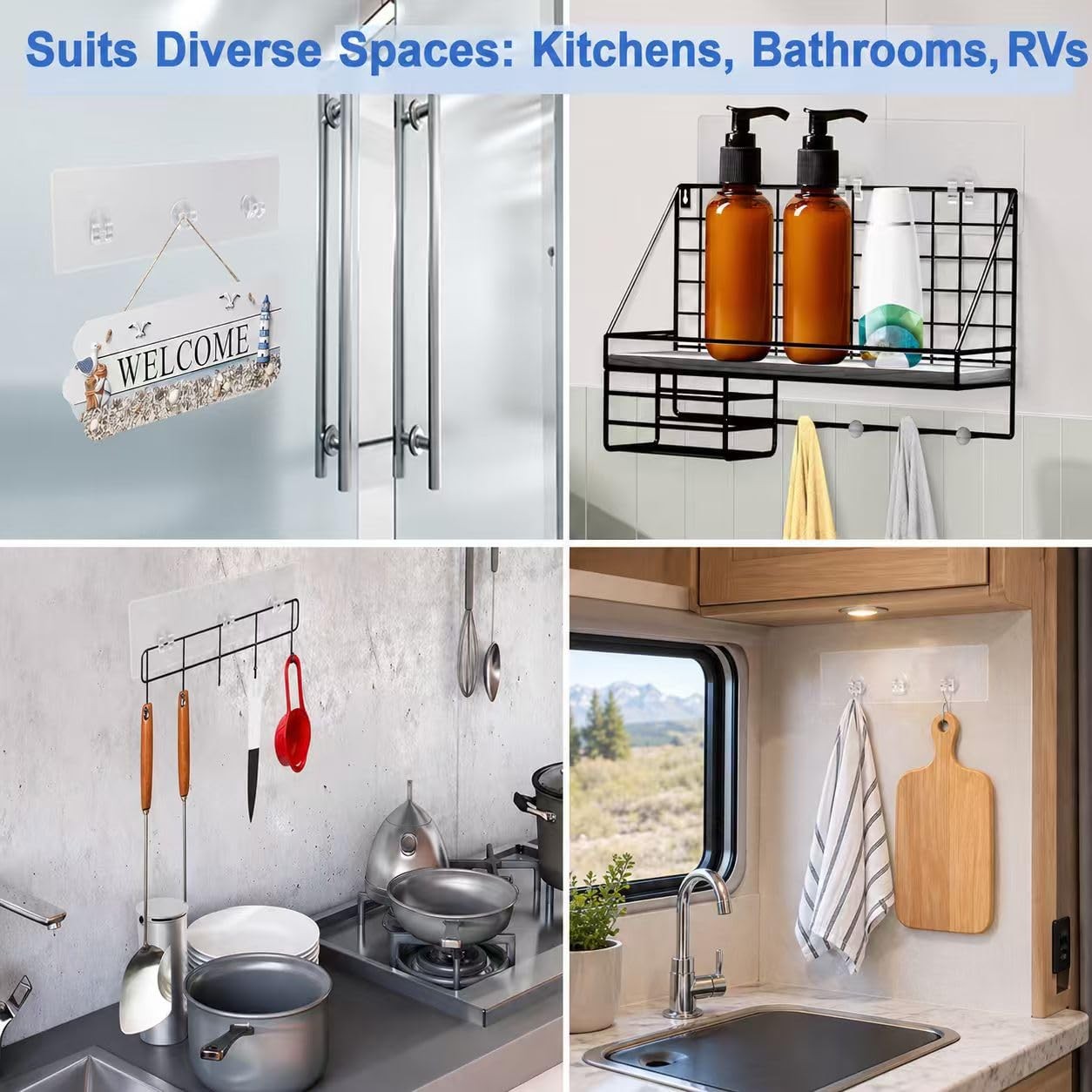 Shower Caddy Adhesive Replacement 2 Pack Transparent Strong Waterproof