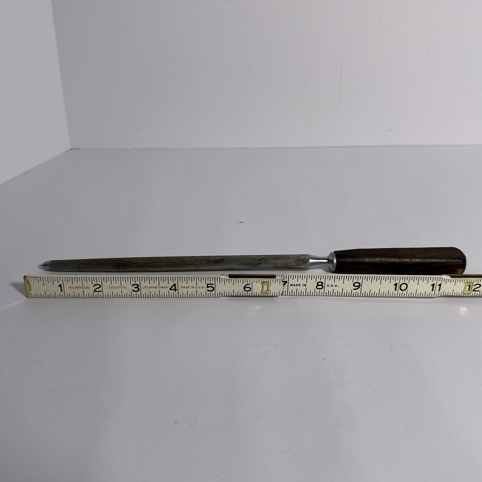 Ekco Sheffield Honing Steel Knife Sharpener Rod England Wood Handle 12” Vintage
