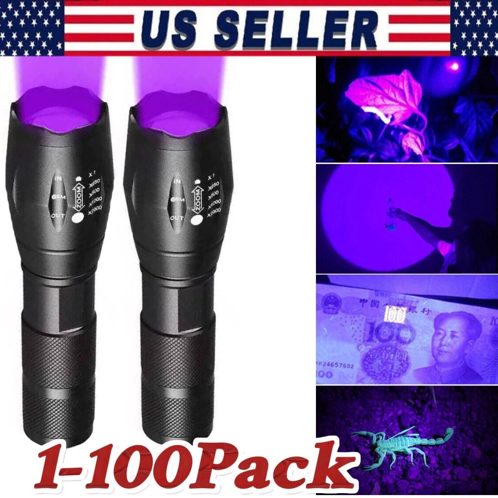 Super Bright 120000lm UV Torch Ultra violet Flashlight Blacklight Light Lamp LED