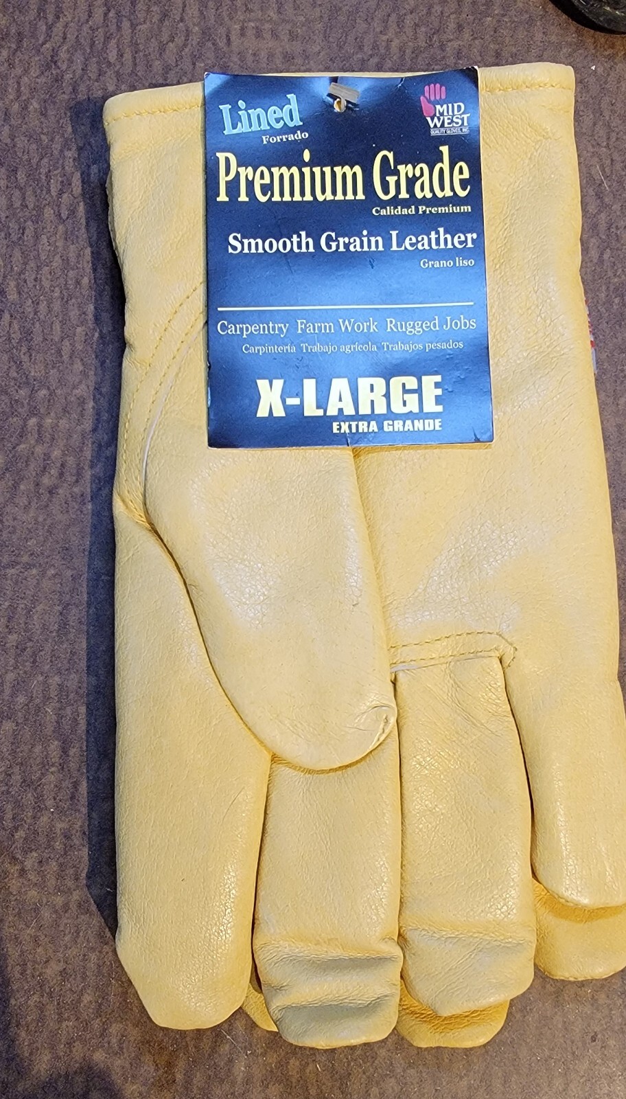 New XLARGE smooth Grain Leather Work Gloves Lined, Warm, Farm Work, Rugged Jobs