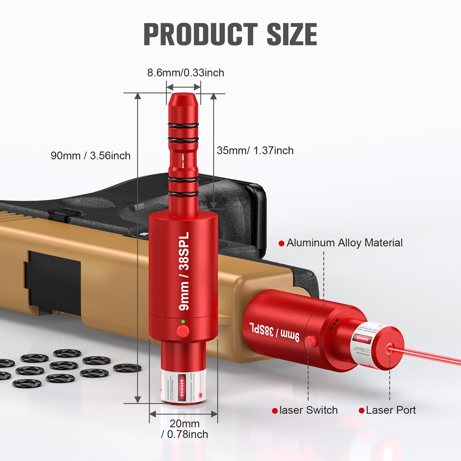 1pc 9mm/38spl Laser Dry Fire Training & Calibration Function 2-in-1 Trainer