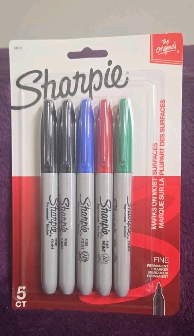 Sharpie Permanent Markers, Fine Point, Assorted Colors, 5 Count 30653