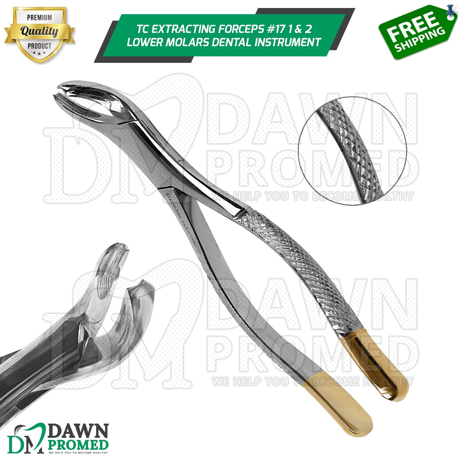 TC Extracting Forceps #17 1st & 2nd Lower Molars Dental Instrument German Grade
