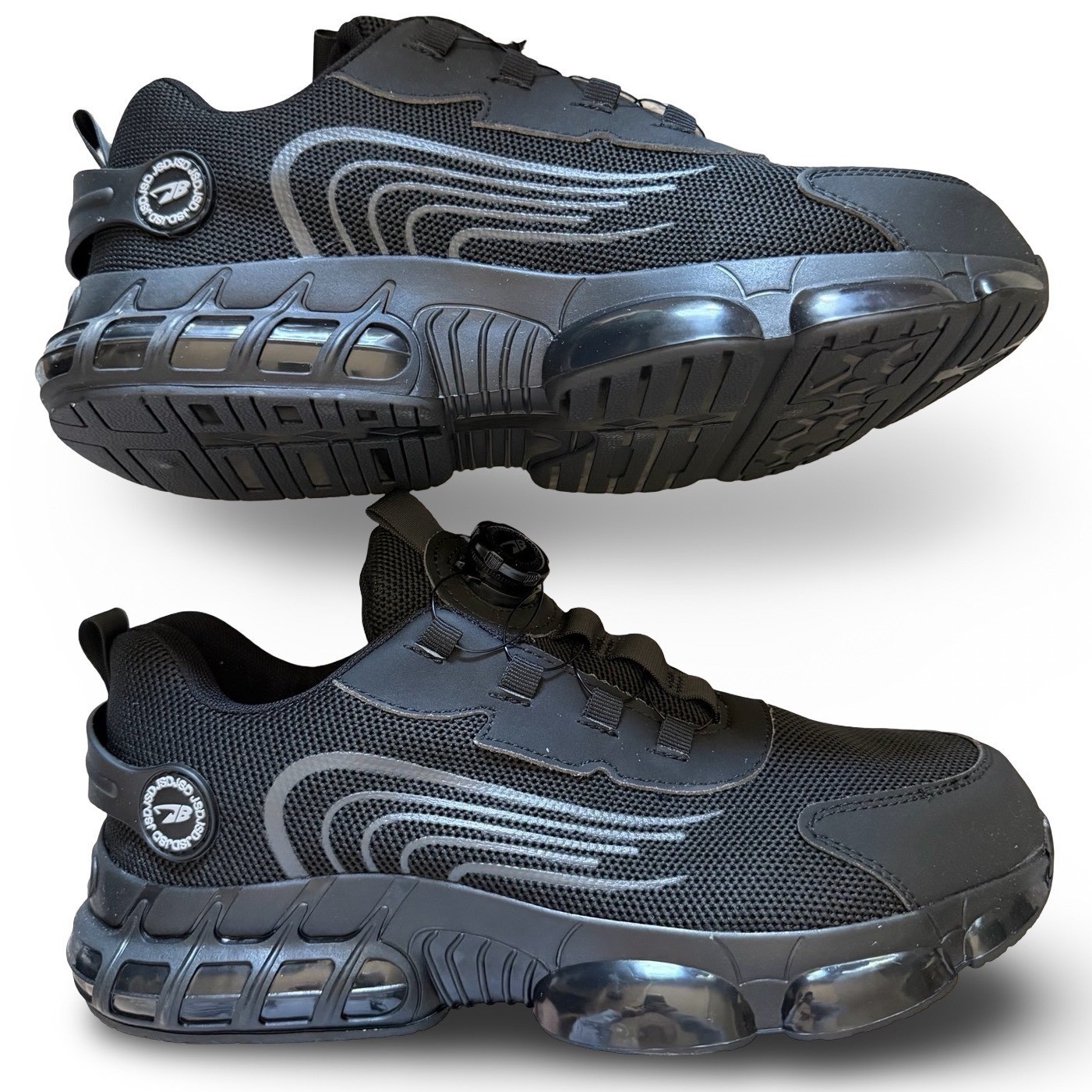 Mens Steel Toe Safety Shoes Black Dial Lacing Mesh Sneakers Sz 10 mens