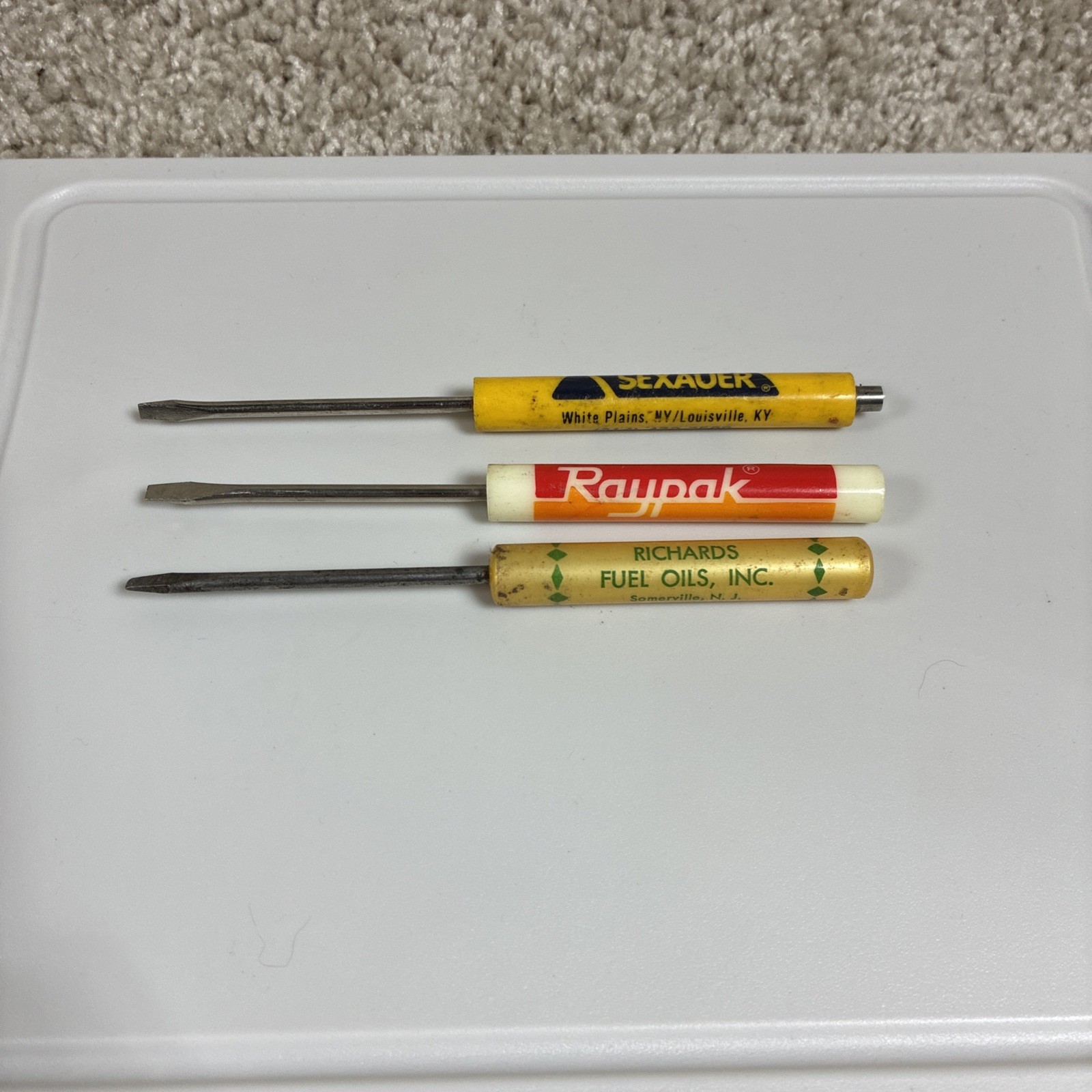 Vintage Advertising Pocket Screwdrivers Lot of 3 Flathead USA Sexauer, Raypak