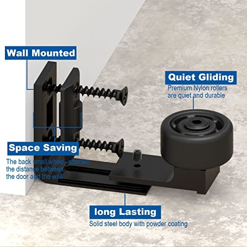 Adjustable Double Roller Guide for Sliding Barn Door Floor Guide - Wall Mount