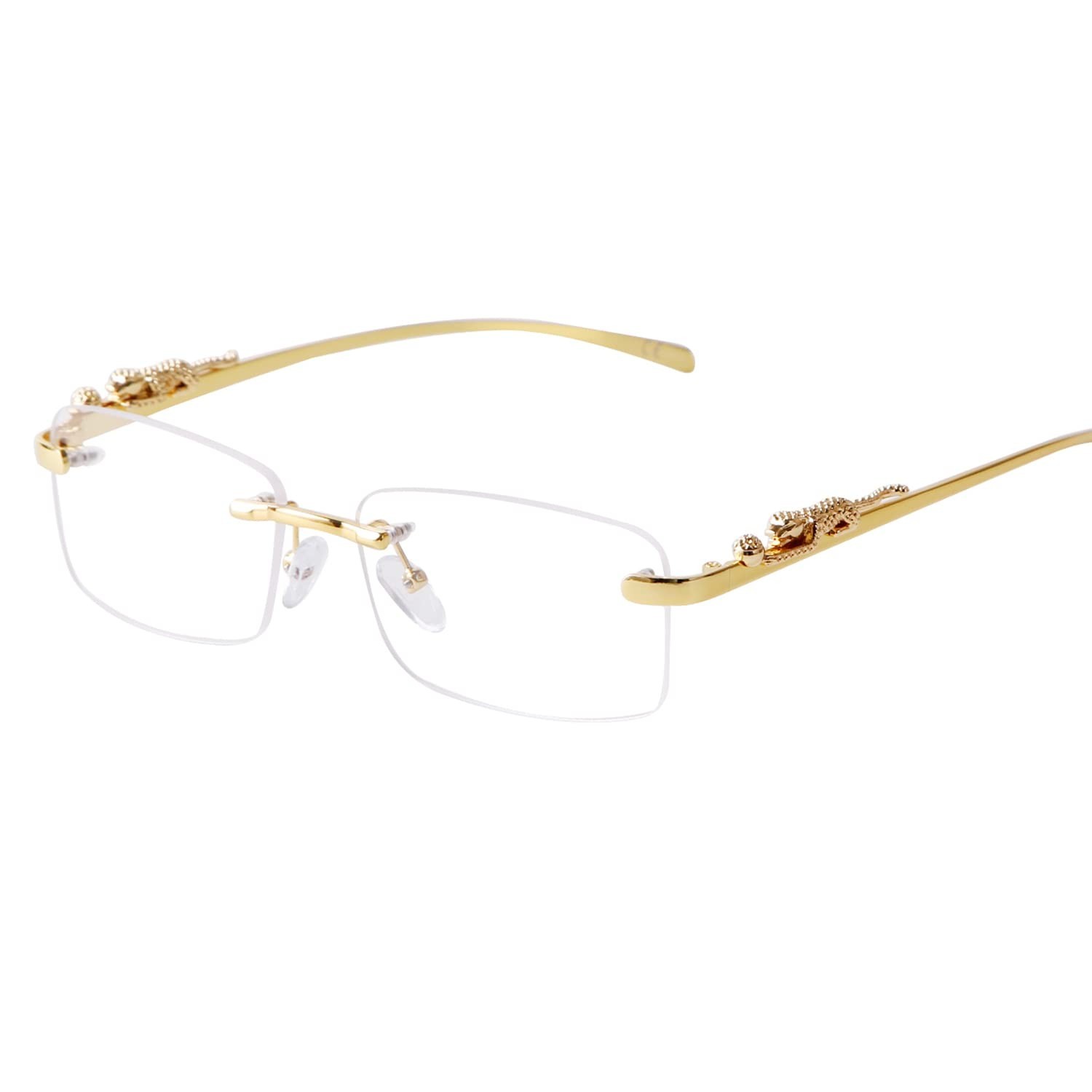 ADE WU Vintage Rimless Sunglasses Retro Luxury Gold Metal Frameless Rectangle...