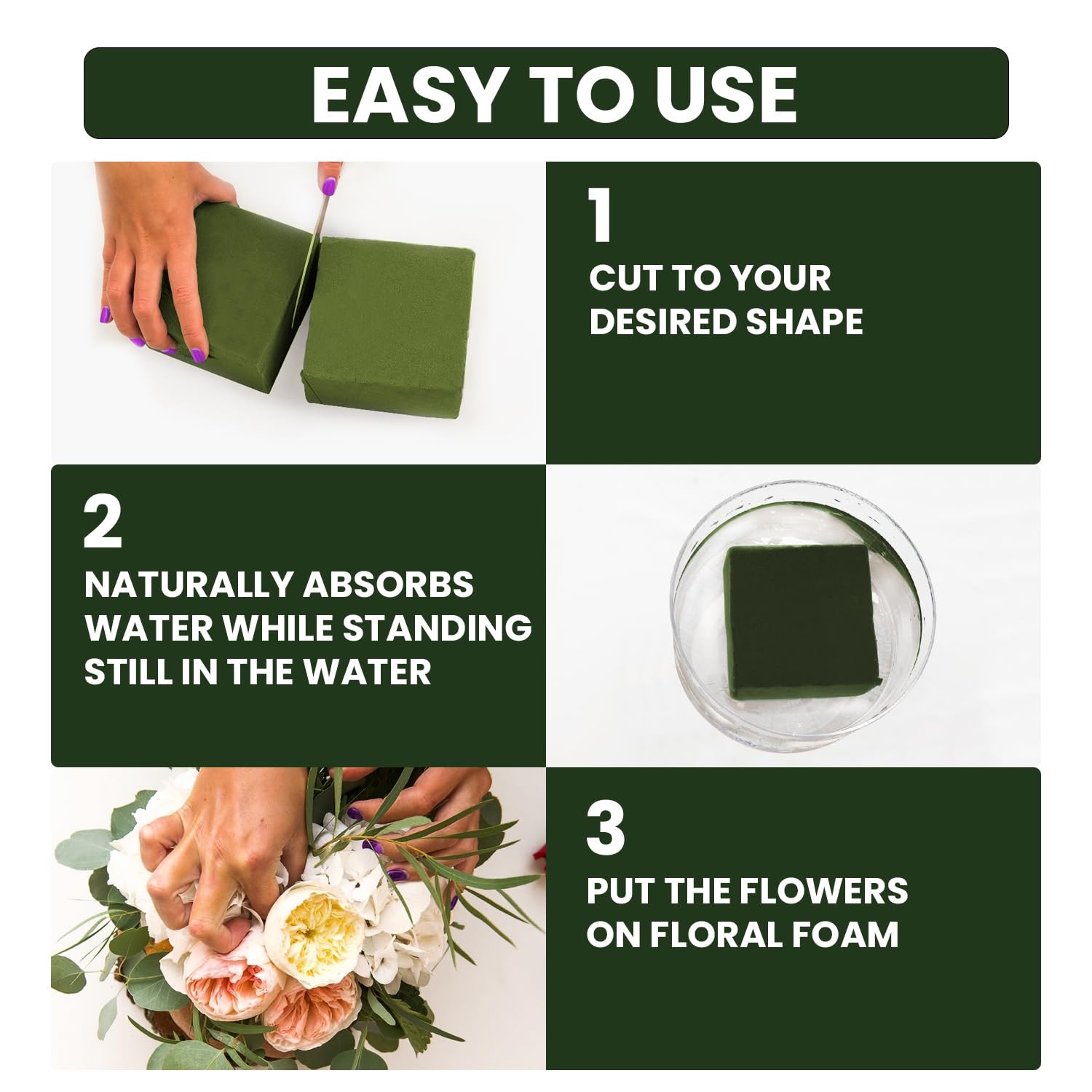 3 Pack Floral Foam Blocks 5.5" x 3.1" x 1.7" Wet and Dry Flower Foam for Flow...