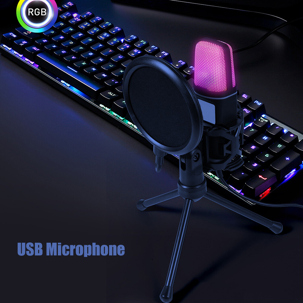 For PC MAC PS4 PS5 Adjustable Mic Condenser Professional Microphone Combo USB