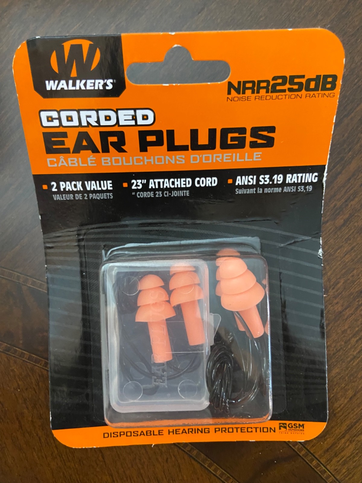 Walker's 25dB NRR ANSI S3.19 Hearing Protection Shooting Hunting EPCORD-2pk