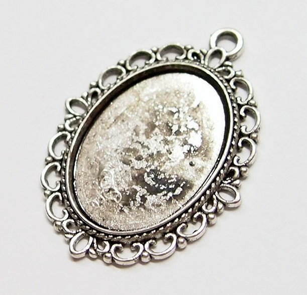8 of 25x18mm Antique Silver Victorian Scalloped Edges Pendant Settings 38x28mm