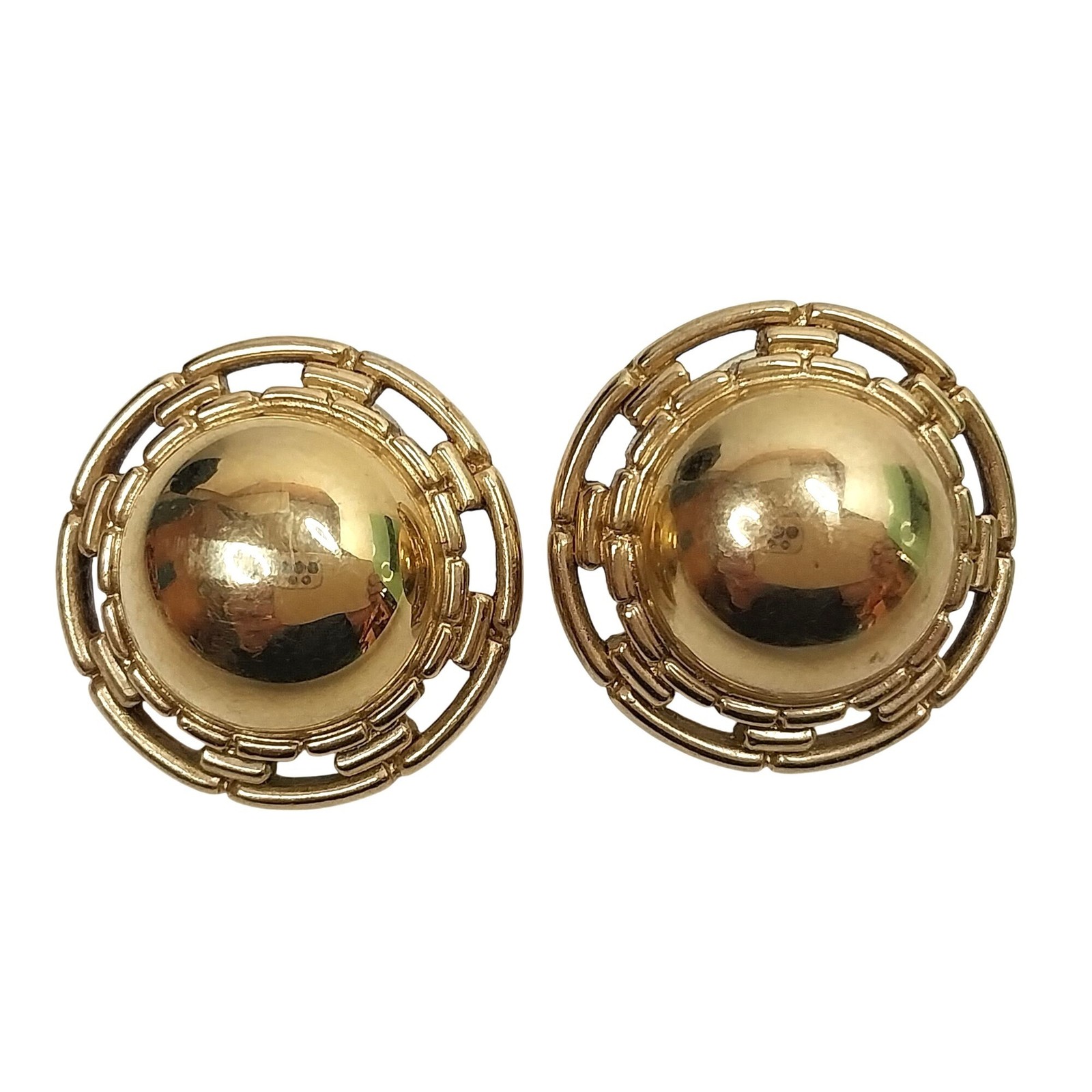 Vintage Trifari Gold-Tone Round Button Pierced Earrings