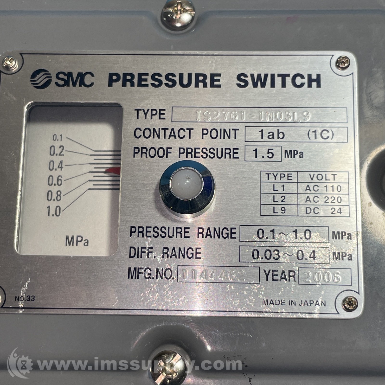 SMC IS2761-1N03L9 Pressure Switch FNIP