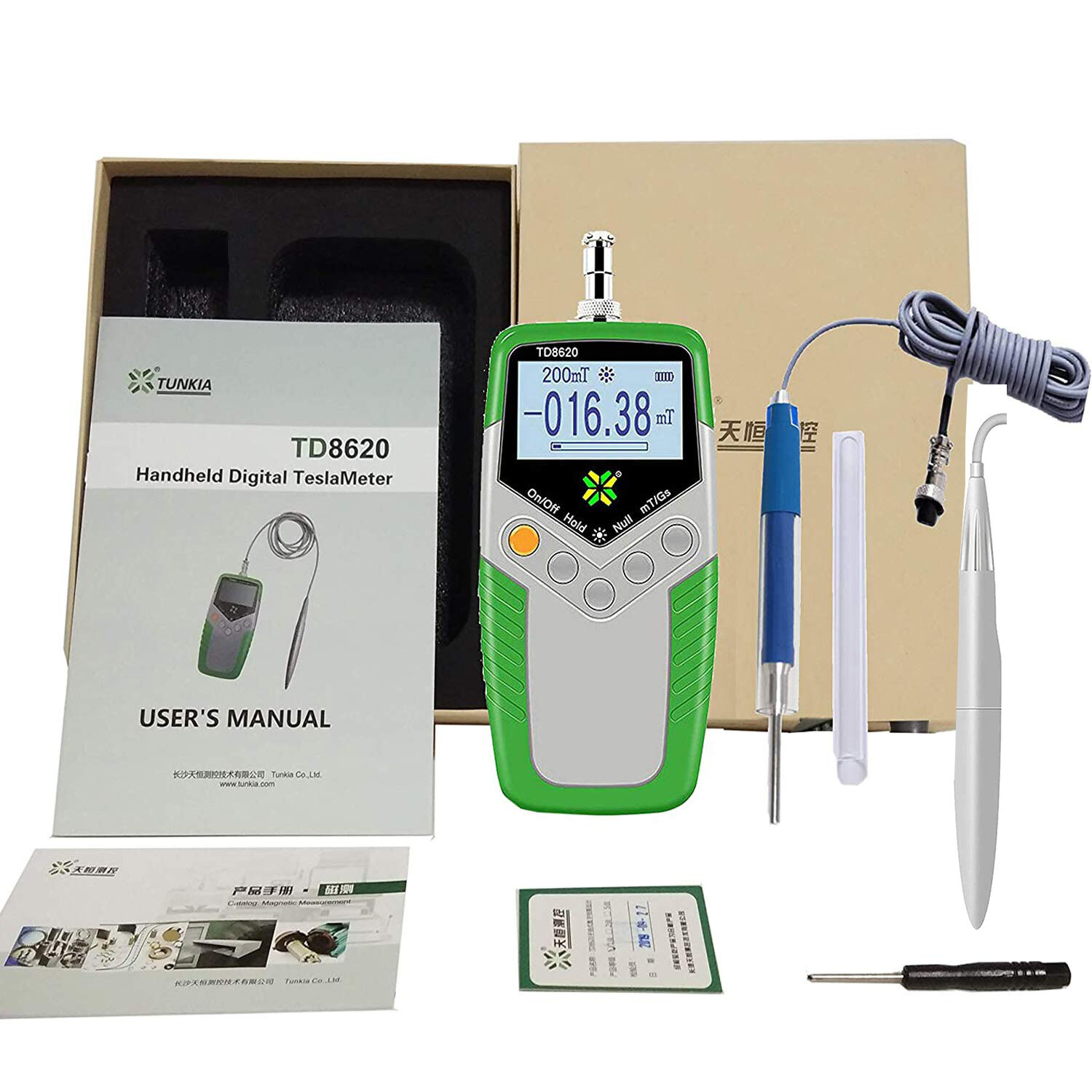 Surface Magnetic Field Tester Tesla Meter mT/Gs 1% Class Hall and Axial Probe