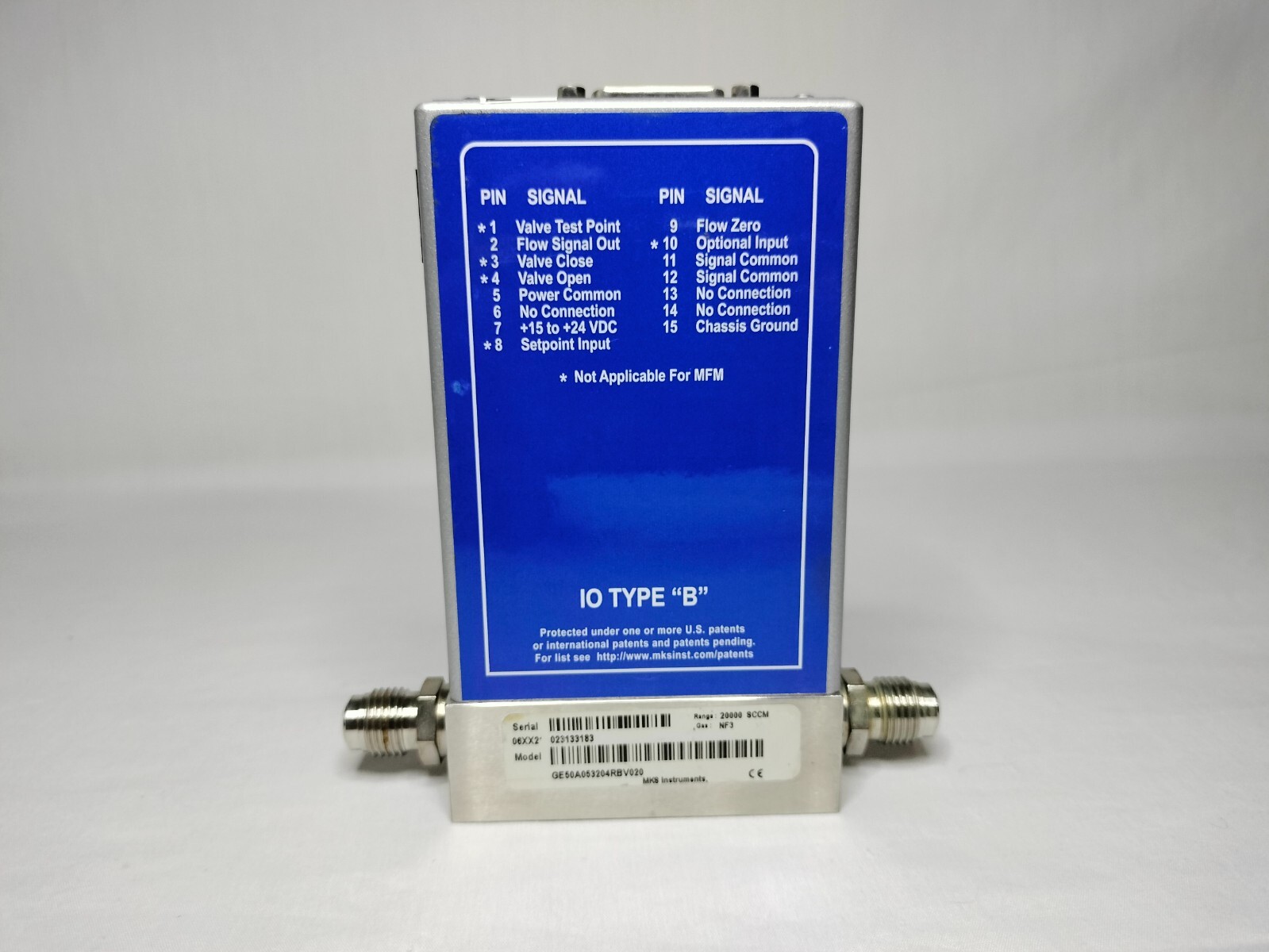 MKS GE50A053204RBV020 20000 SCCM NF3 Mass Flow Meter Controller IO TYPE B