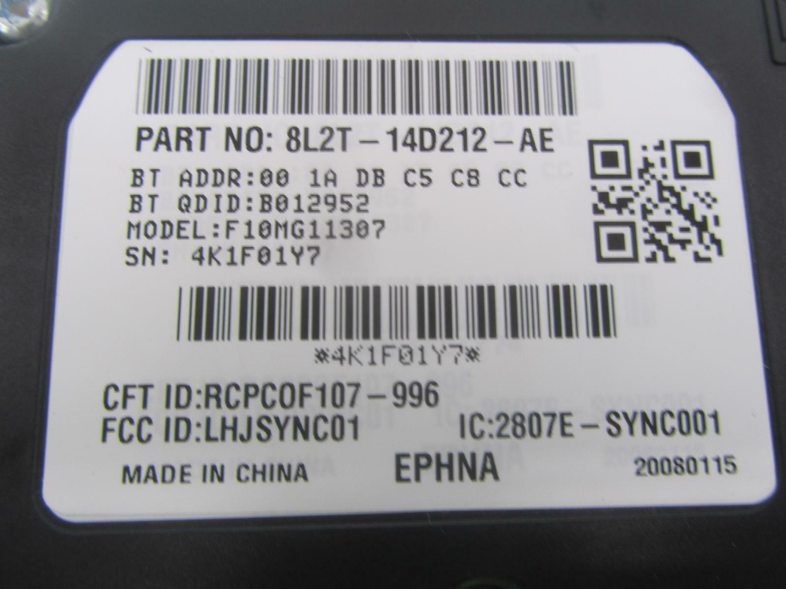 08 FORD EDGE Sync Voice Recognition Communication Module 8L2T-14212-AE