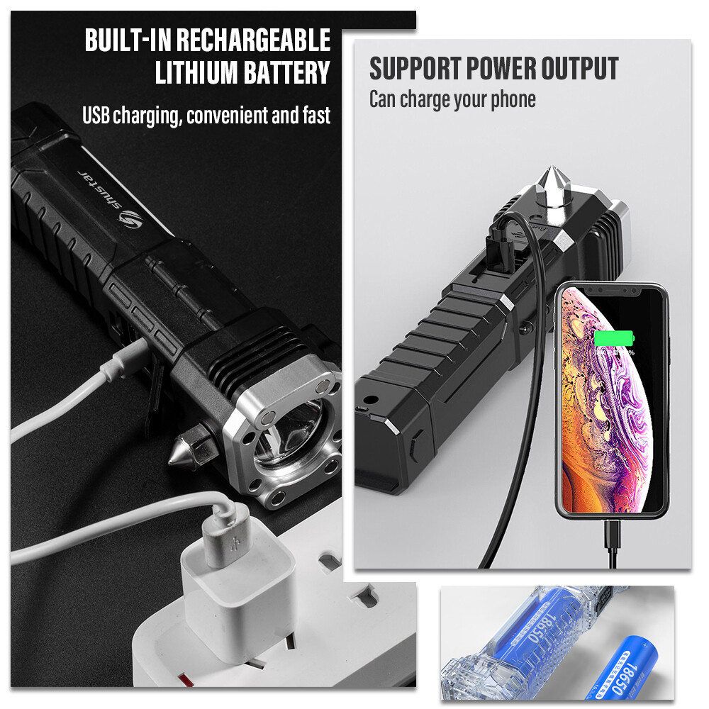 Super Bright Tactical LED Flashlight Rechargeable Camping Multifunctional Torch