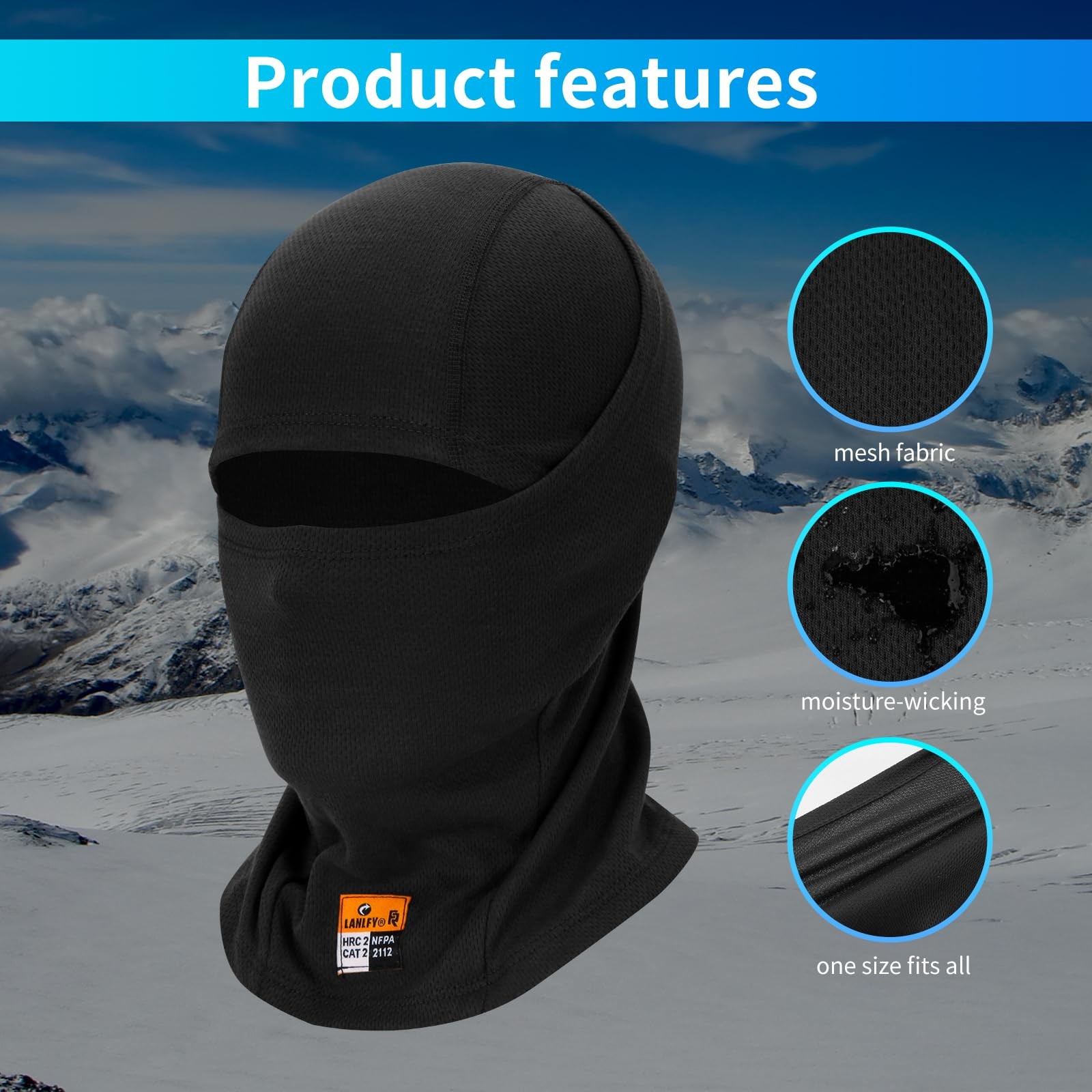 2PCS Cooling Motorcycle Balaclava Fire Resistant Full Face Mask Covering Mesh...