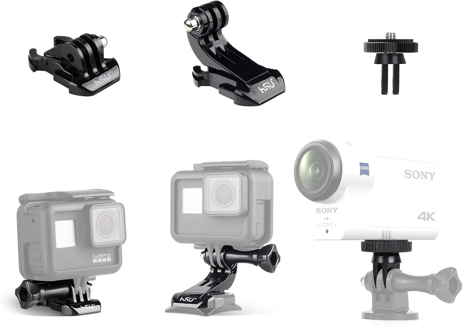 Basic Adapter Grab Bag for Gopro - 13Pcs Kit Including Quick Release Buckle, J-H