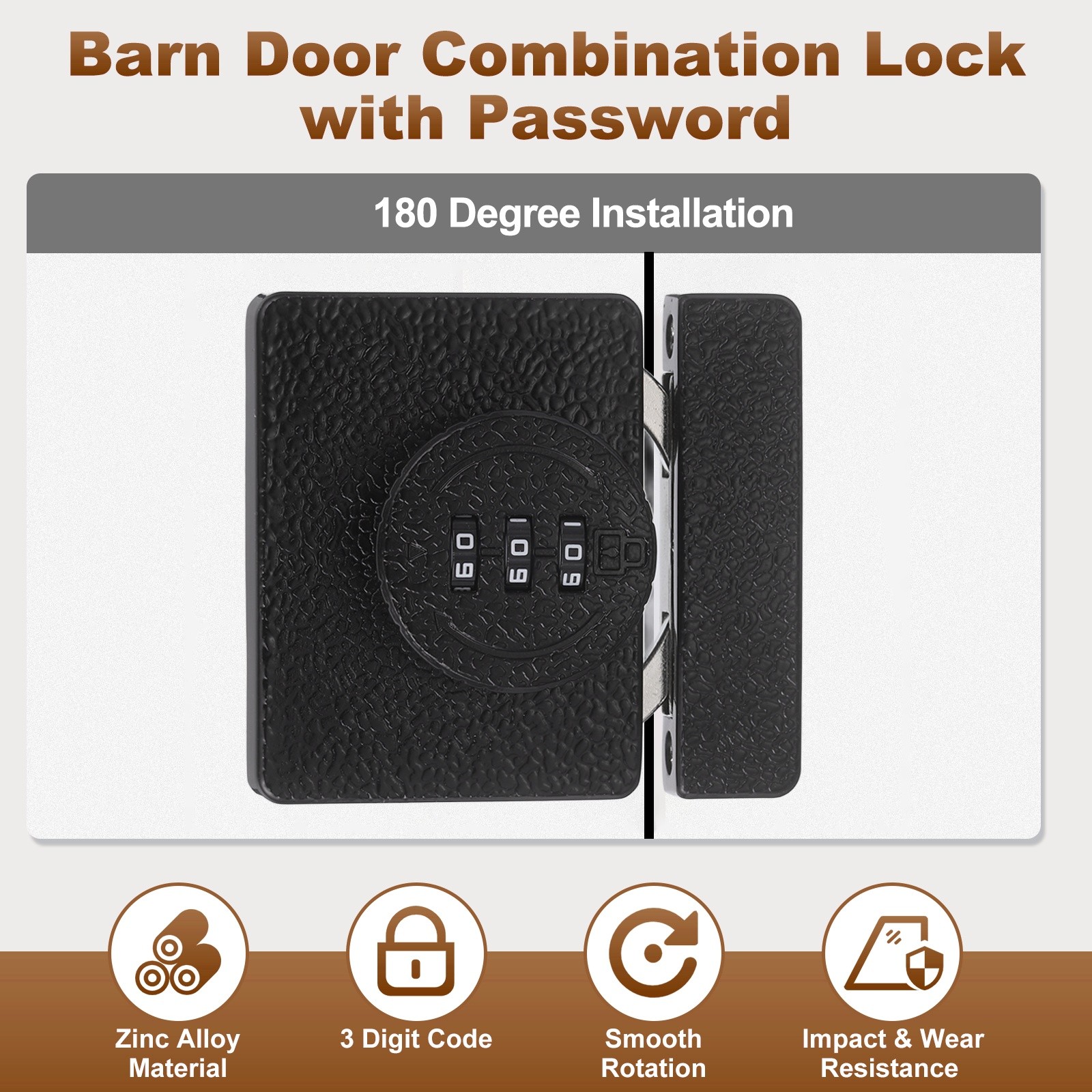 Combination Cabinet Lock 3 Digit Keyless Password Rotary Hasp Locks Black