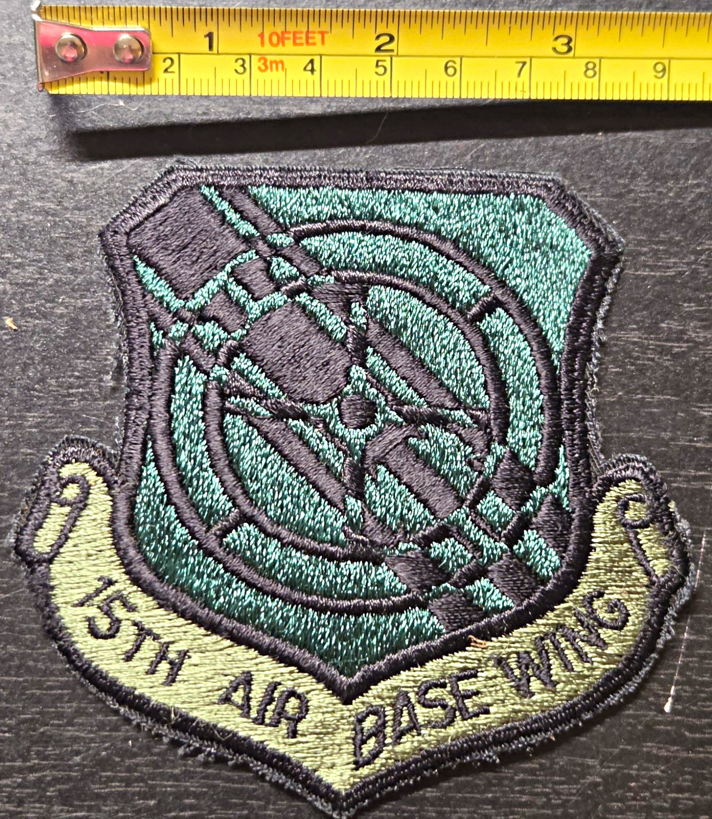 Subdued 15th Air Base Wing Air Force Militaria Embroidered Patch Green/Black