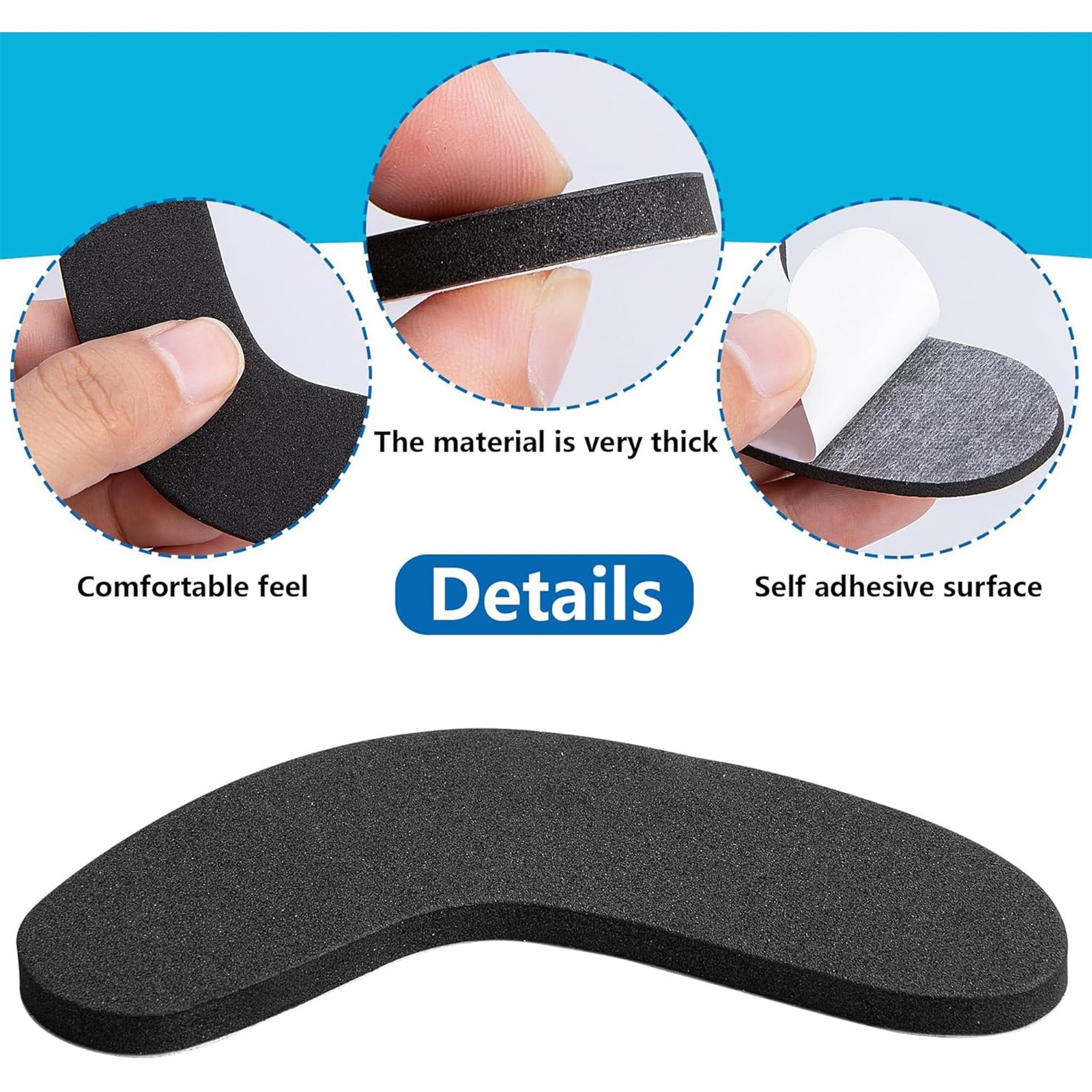 30 Pack Ski & Snowboard Boots Fitting Pads, 3 Sizes, Medium, black