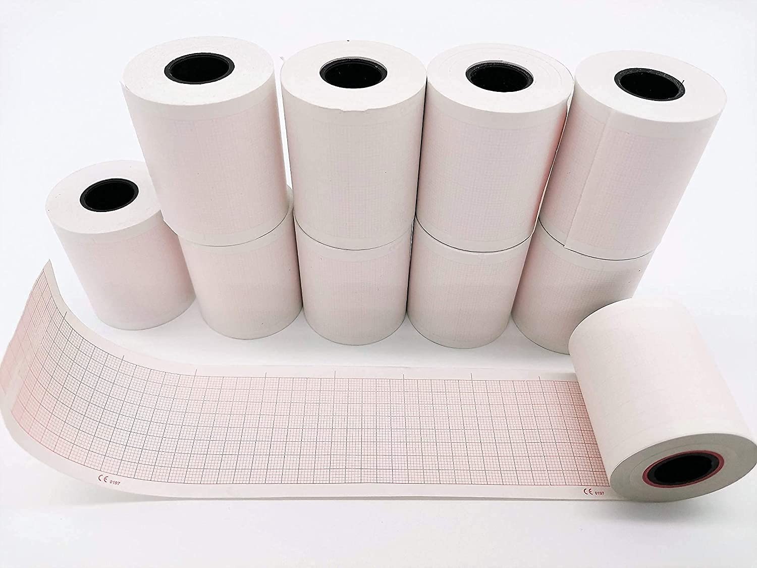 LongTeco 10 Rolls ECG Paper EKG Paper for ECG Machine 50mm x 20 Meters Fit fo...