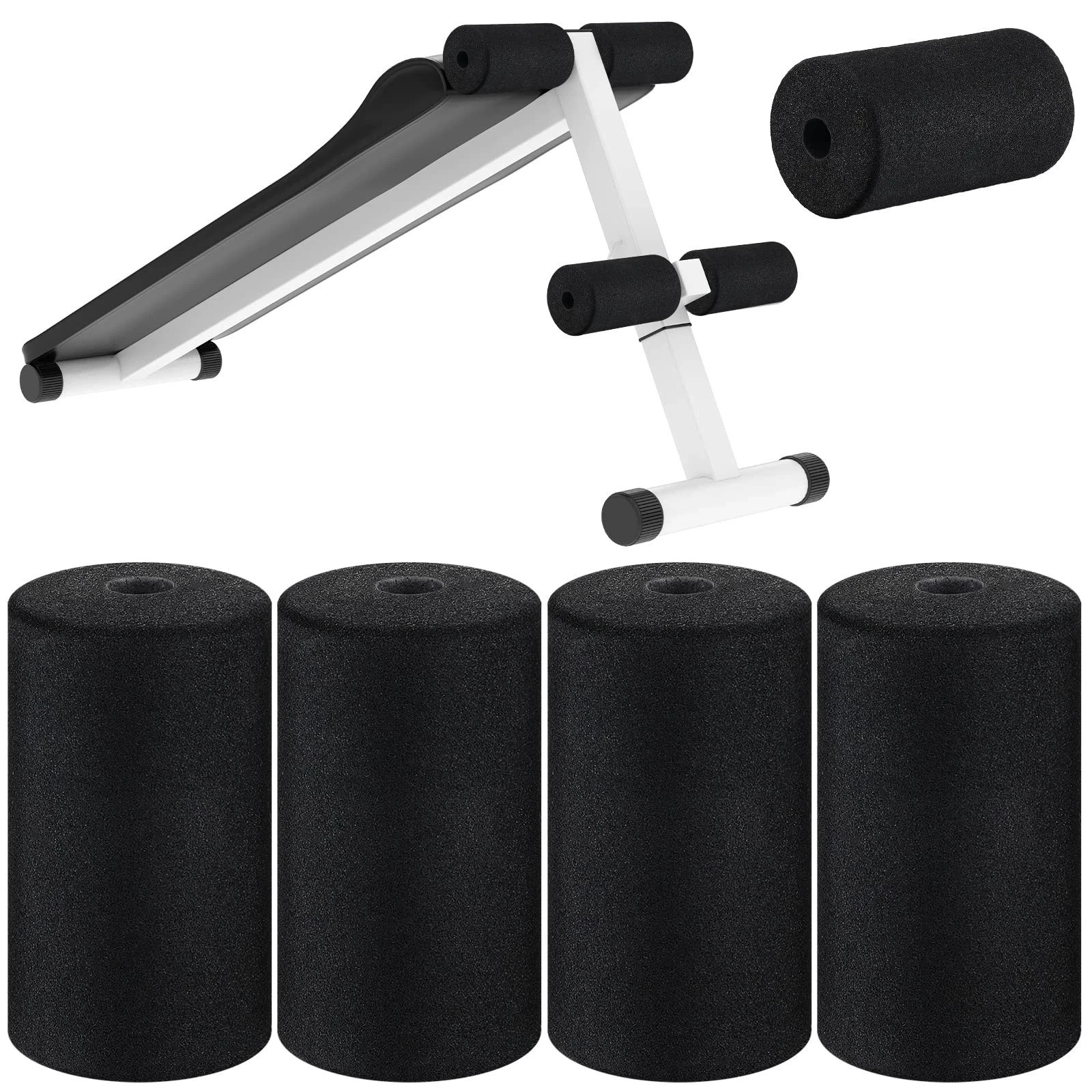 4 Pcs Foam Foot Pad Rollers Buffer Tube Cover for Exercise Machine Home Gym E...