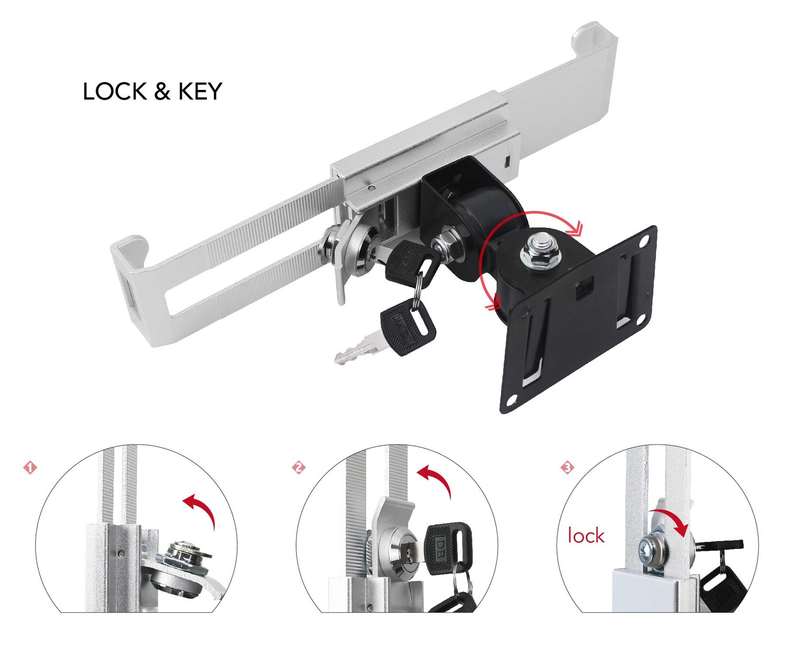 Tablet Wall Mount Holder with Anti Theft Lock,Rotate Design,Multi Angle,Brack...