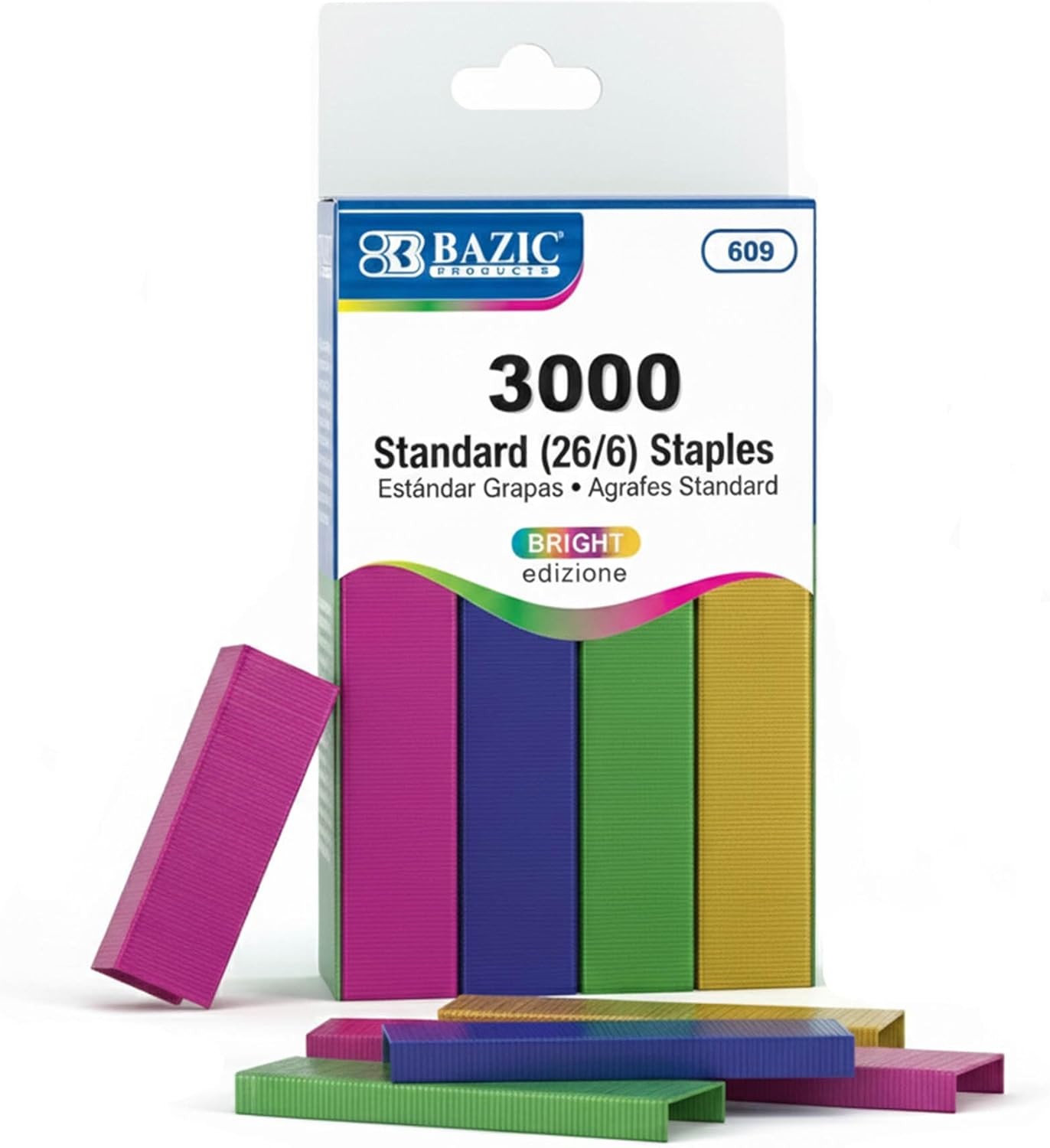 Standard Staples Refill 3000 Pack Metallic Color Assorted for Stapler Office