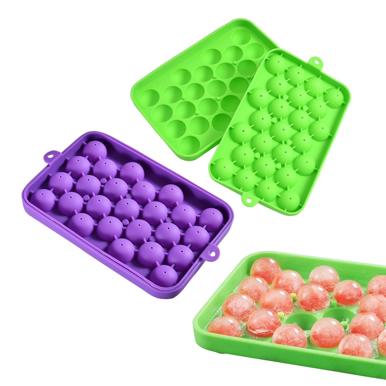 Ice Ball tray, Round Ice Trays, Pack of 2 Small Round Ice Trays, Silicone Tin...